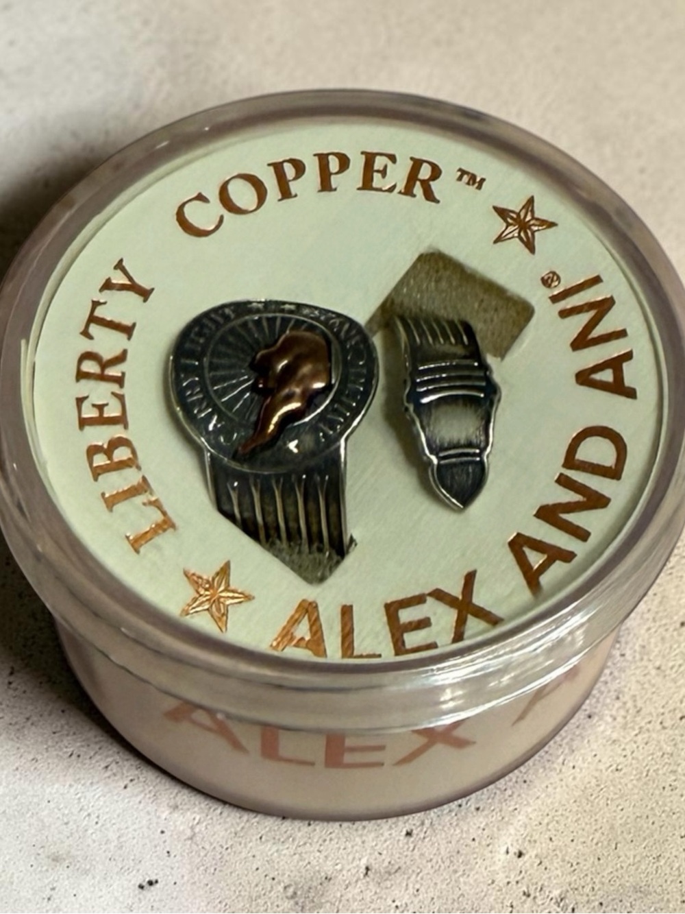 Alex and Ani Silver and Copper Liberty Coin Ring Set